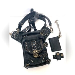 Jungle Tribe Blaster black leather hip holster waist crossbody bag Festival